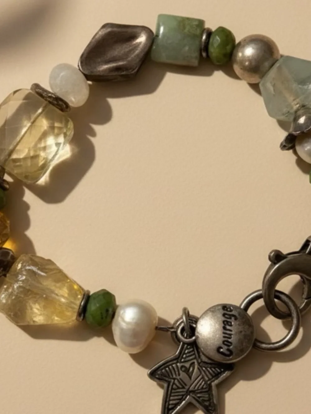 Stunning Sterling, Pearl, Citrine and Beaded Bracelet. 